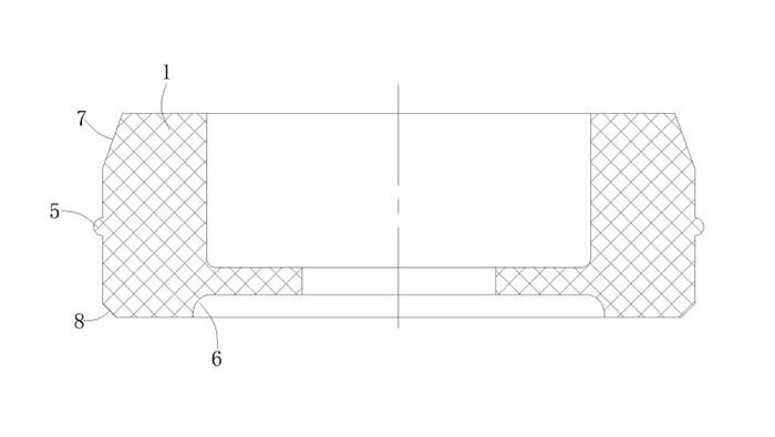一种耐压油封件-图4是本实用新型最初加工时，密封腰部呈平直的薄片状态下，耐压油封件的剖视