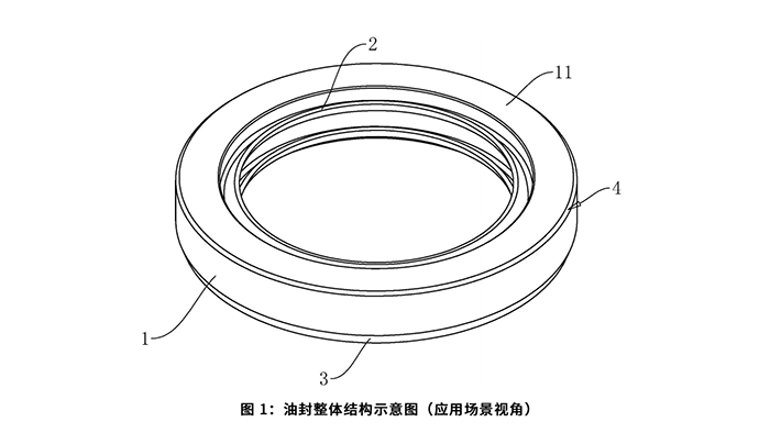 一种油封及其加工治具：图 1：油封整体结构示意图（应用场景视角）