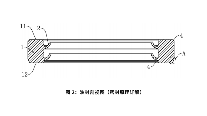 一种油封及其加工治具：图 2：油封剖视图（密封原理详解）
